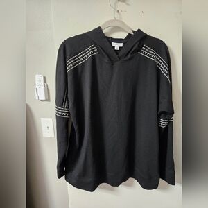 J. Jill Fit Black Embroidered Hoodie